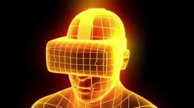 VR sanal gerçeklik kulaklığı hologram fütüristik animasyon hmd oyun teknolojisi döngüsü 4k