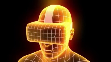 VR sanal gerçeklik kulaklığı hologram fütüristik animasyon hmd oyun teknolojisi döngüsü 4k