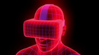 VR sanal gerçeklik kulaklığı hologram fütüristik animasyon hmd oyun teknolojisi döngüsü 4k