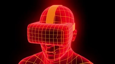 VR sanal gerçeklik kulaklığı hologram fütüristik animasyon hmd oyun teknolojisi döngüsü 4k