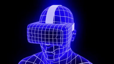 VR sanal gerçeklik kulaklığı hologram fütüristik animasyon hmd oyun teknolojisi döngüsü 4k