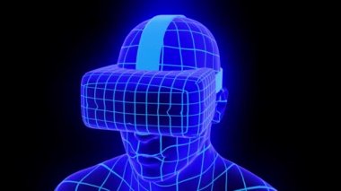 VR sanal gerçeklik kulaklığı hologram fütüristik animasyon hmd oyun teknolojisi döngüsü 4k
