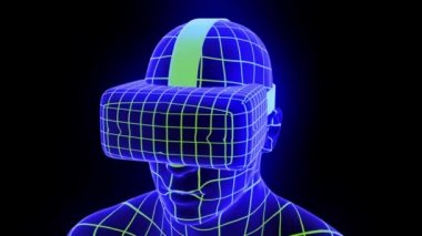 VR sanal gerçeklik kulaklığı hologram fütüristik animasyon hmd oyun teknolojisi döngüsü 4k