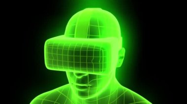 VR sanal gerçeklik kulaklığı hologram fütüristik animasyon hmd oyun teknolojisi döngüsü 4k
