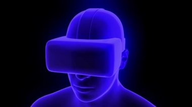 VR sanal gerçeklik kulaklığı hologram fütüristik animasyon hmd oyun teknolojisi döngüsü 4k