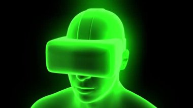 VR sanal gerçeklik kulaklığı hologram fütüristik animasyon hmd oyun teknolojisi döngüsü 4k