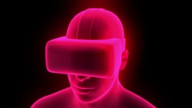 VR sanal gerçeklik kulaklığı hologram fütüristik animasyon hmd oyun teknolojisi döngüsü 4k