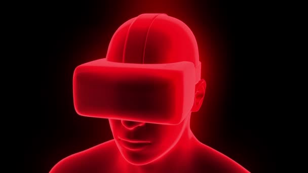 Vr虚拟现实耳机全息图未来主义动画Hmd游戏技术循环4K — 图库视频影像