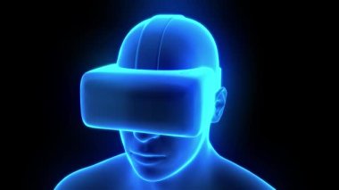 VR sanal gerçeklik kulaklığı hologram fütüristik animasyon hmd oyun teknolojisi döngüsü 4k