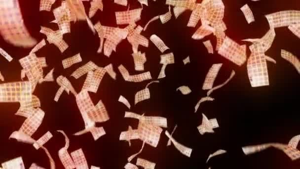 お金ネオン80年代のワイヤーフレーム落下ユーロアーケード勝利ヨーロッパ通貨作る雨4K — ストック動画