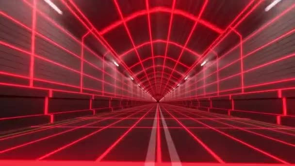 Loop Tunnel Anni Retro Tron Futuro Wireframe Arcade Tubo Stradale — Video Stock