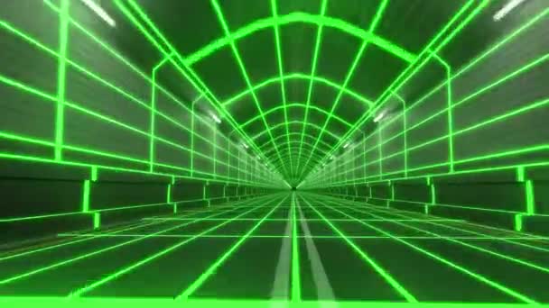 Loop Tunnel Anni Retro Tron Futuro Wireframe Arcade Tubo Stradale — Video Stock