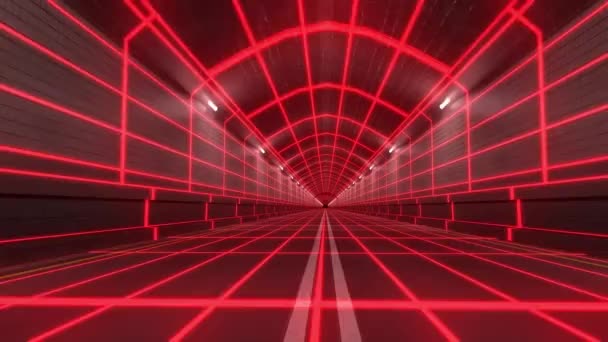 Loop Tunnel 80S Retro Tron Future Wireframe Arcade Road Tube — Αρχείο Βίντεο