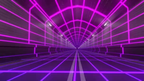 Túnel Loop 80S Retro Tron Futuro Wireframe Arcade Estrada Tubo — Vídeo de Stock