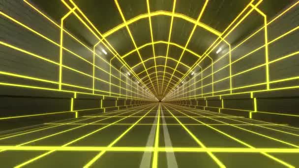 Loop Tunnel Anni Retro Tron Futuro Wireframe Arcade Tubo Stradale — Video Stock