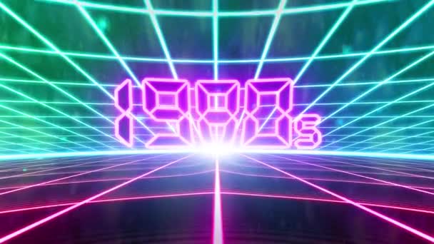 1980 Retro 80S Vhs Fita Vídeo Game Intro Paisagem Vector — Vídeo de Stock