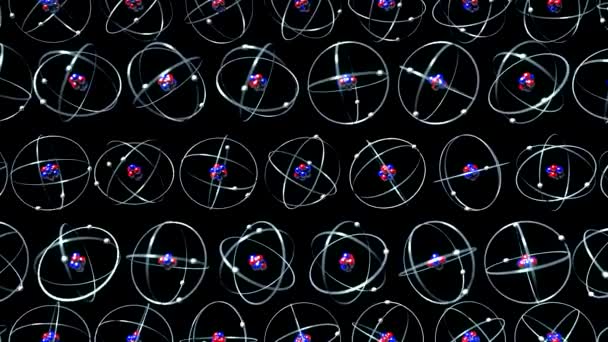 Atoms zoom in to nucleus proton neutron electron — Stock Video