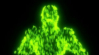 Küre parlayan veri 0 1 yeşil ile ikili adam