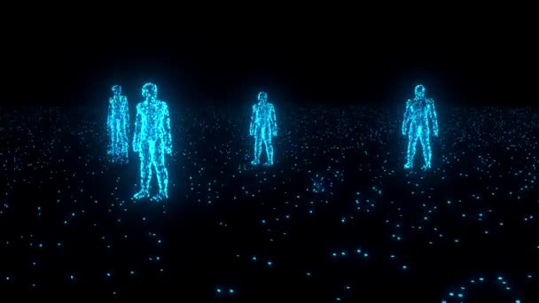 Équipe informatique des personnes binaires données lumineuses 0 1 bleu 