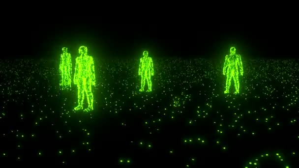 Équipe informatique des personnes binaires données lumineuses 0 1 vert 