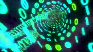 İkili tünel solucan deliği uçuş alanı warp hızı boyut mavi yeşil ile