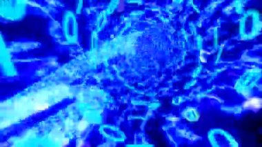 İkili tünel solucan deliği uçuş alanı fiber fiber optik parlak mavi aracılığıyla