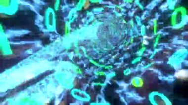 İkili tünel solucan deliği uçuş alanı warp hızı boyut mavi yeşil ile