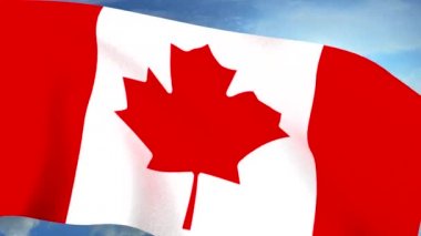 Mavi gökyüzü sorunsuz döngü Cg karşı sallayarak Kanada bayrağı portre