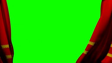 Perdeler açılış ve kapanış sahne tiyatro sinema kırmızı döşeme yeşil ekran tuşu ile