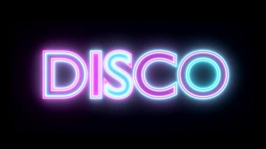 Neon işareti ışıkları logo metin çok renkli parlayan disko