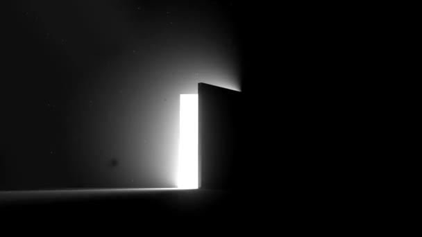 Porta aperta alla luce bianca brillante nuova opportunità epifania aldilà — Video Stock