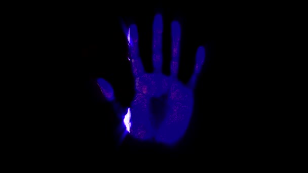 Escáner de mano huella dactilar contraseña de palma id azul — Vídeos de Stock