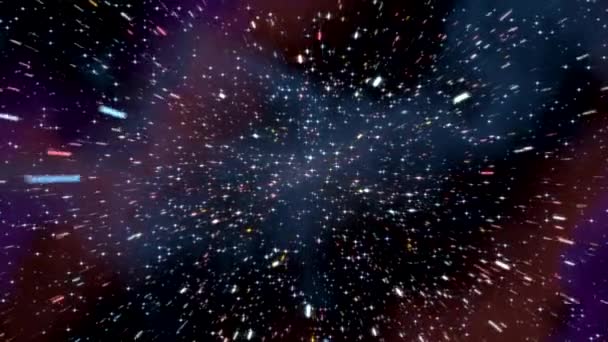 Space hyperspace travel through starfield nebula — Stock Video