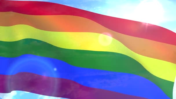 Bandera de orgullo gay ondeando LGBT lesbiana gay bisexual transgénero — Vídeos de Stock