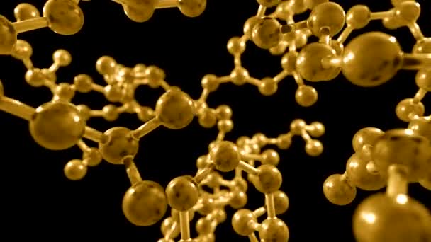 Molekula-labda, és tartsa modell repül atomok kémia biológia tudomány tech — Stock videók