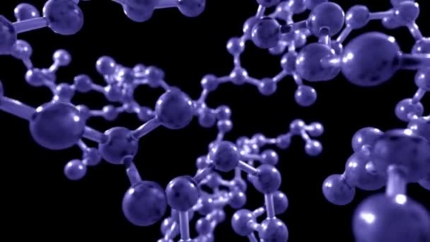 Molekül top ve çubuk modeli sinek atomların Kimya Biyoloji bilim teknoloji aracılığıyla — Stok video