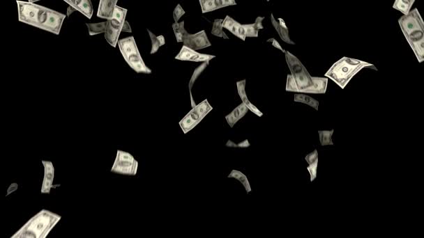 Гроші падаючі долари Фінансовий виграш США Податок на валюту Чорний фон — стокове відео