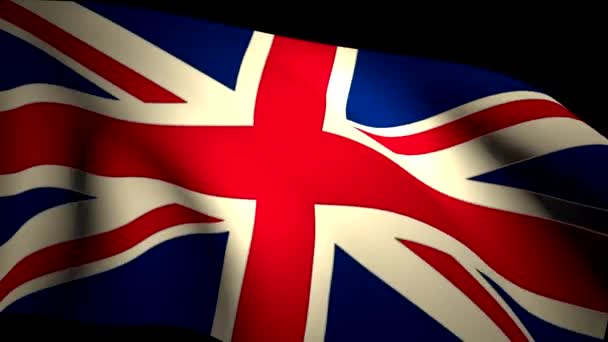 Regno Unito Union Jack Flag Primo piano Sventolando retroilluminato Seamless Loop CG — Video Stock