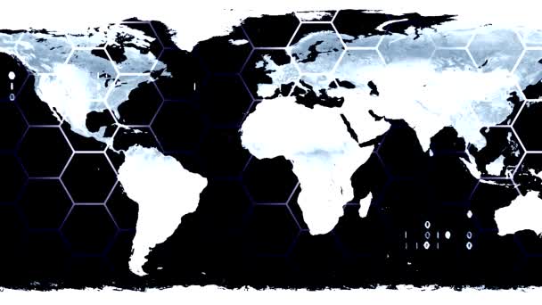 Mapa del mundo de alta tecnología digital vía satélite ver la sala de guerra bucle blanco — Vídeo de stock