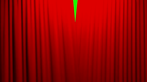 Cortinas vermelhas abertura e fechamento palco cinema tela verde — Vídeo de Stock