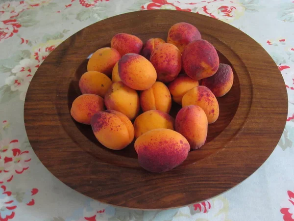 Ripe Fresh Apricots Delicious Organic Home Grown Fruits Harvested Summer — Stock Photo, Image