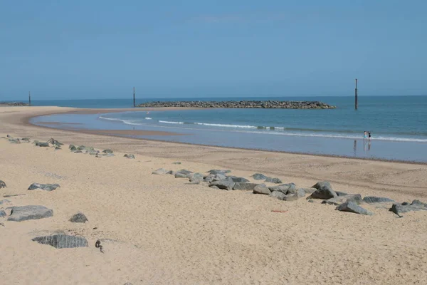 Gyönyörű Táj Lenyűgöző Homokos Hatalmas Strand Sea Palling Öböl Norfolk — Stock Fotó