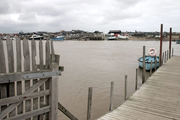 Krajina Trajektové Lodi Kotvící Plošinu Přes Řeku Blyth Walberswick Jih — Stock fotografie