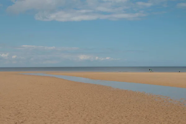 Beautiful Landscape Vast Sandy Beach Holkham Norfolk East Anglia White — Stock Photo, Image