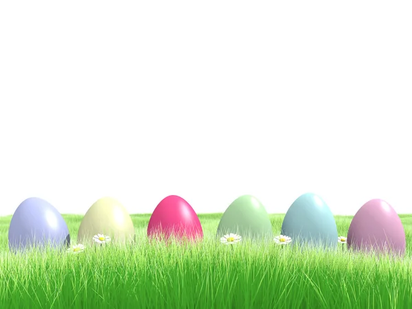 Uova di Pasqua con fiocco su sfondo bianco — Foto Stock