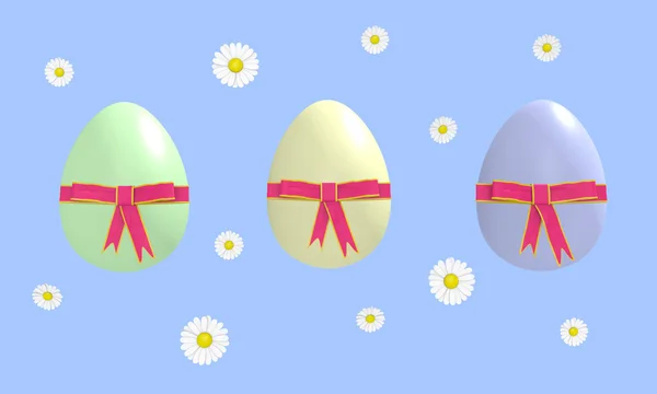 Velikonoční vajíčka a sedmikrásky — Stock fotografie