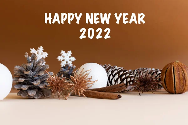 Happy New Year 2022 Chocolate Background Handmade Style Garland Snowflakes — Stock Photo, Image