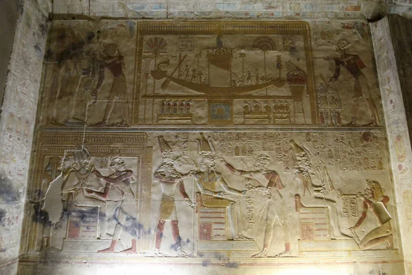 Pinturas Relieve Templo Sethos Abydos Egipto — Foto de Stock