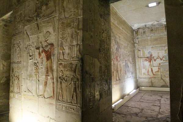 Lindring Målningar Templet Sethos Abydos Egypten — Stockfoto