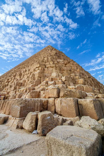 Close Canto Pirâmide Cheops Egito Close Imagem — Fotografia de Stock